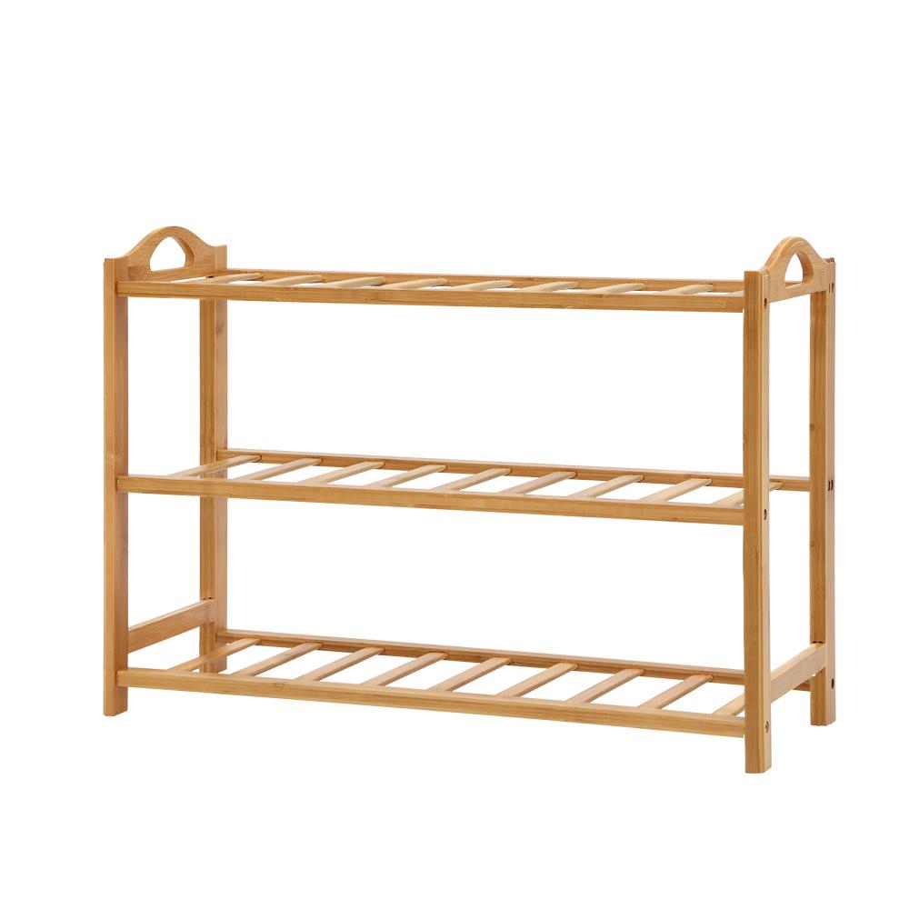 3 Tiers Bamboo Shoe Rack Storage Organiser Wooden Shelf Stand Shelves