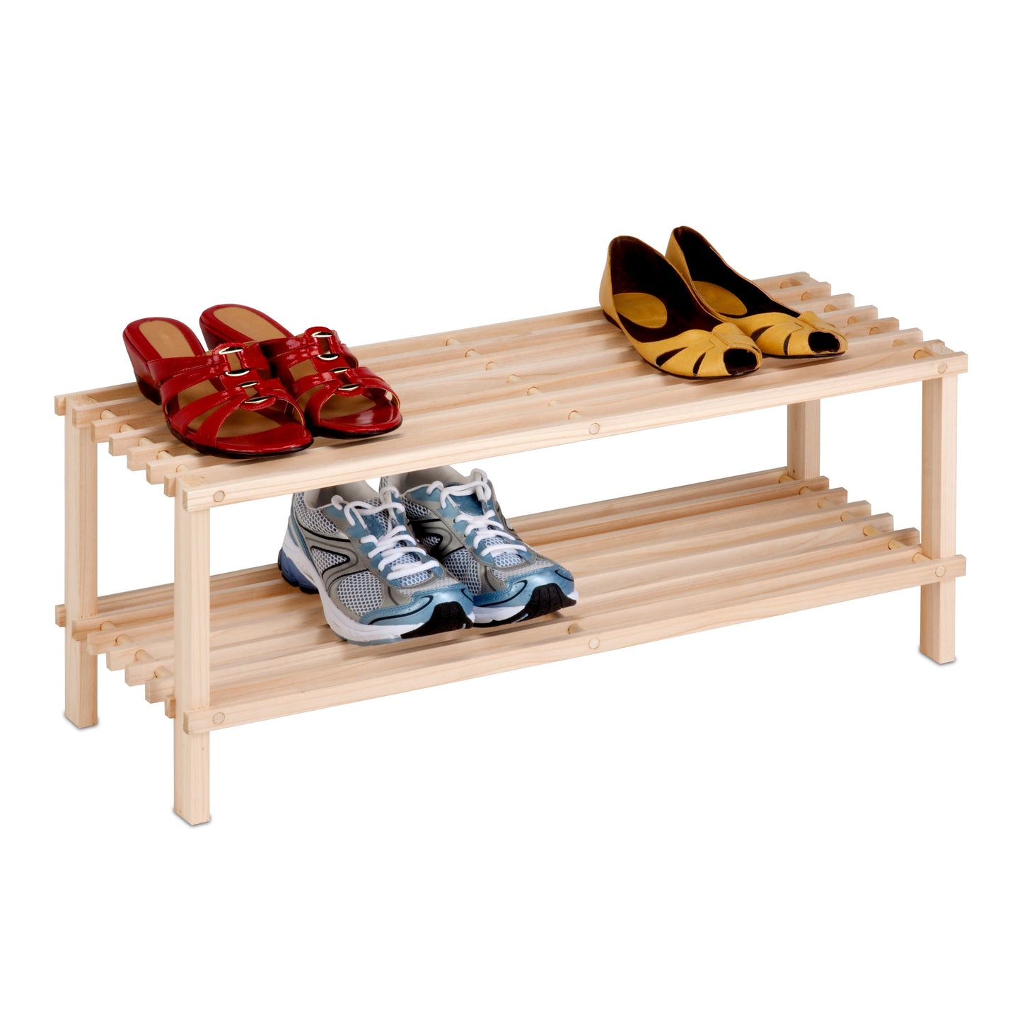 2-Shelf Wood Shoe Rack, Natural