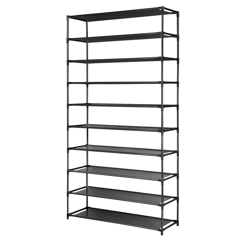 50 Pairs 10 Tier Shoe Rack Metal Shelf Holder Stackable Portable Black