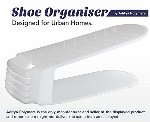 Polymers 8 Piece Plastic Shoe Organizer, White