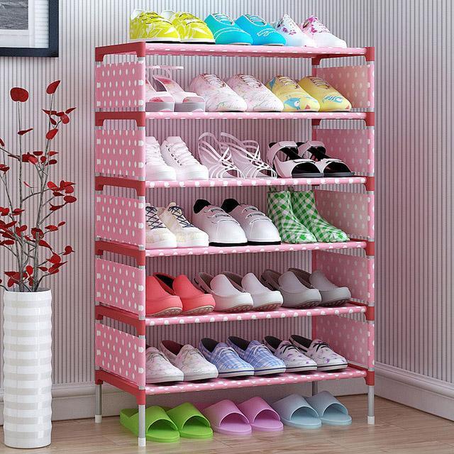 Nonwoven 5 Tier Shoes Rack Shoe Cabinets Stand Shelf Shoes Organizer Living Room Bedroom Storage Furniture W0112