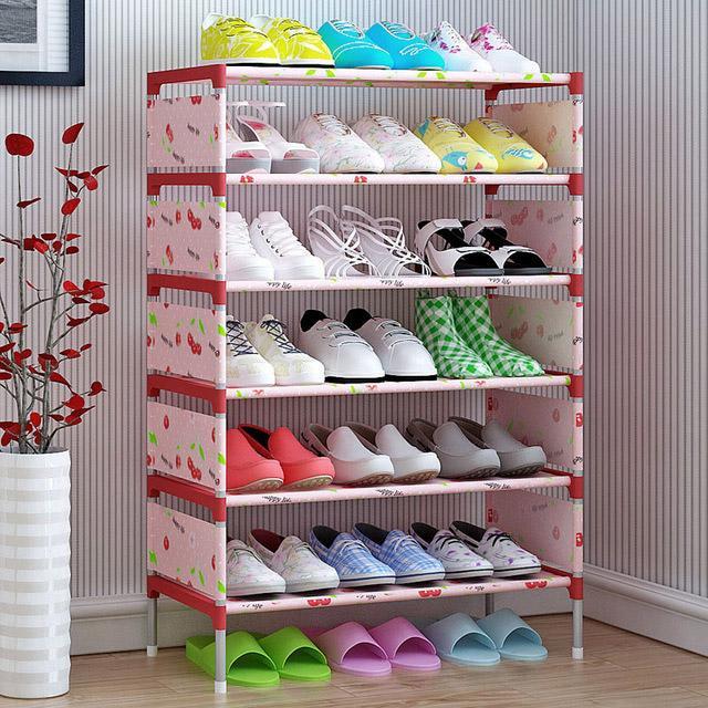 Nonwoven 5 Tier Shoes Rack Shoe Cabinets Stand Shelf Shoes Organizer Living Room Bedroom Storage Furniture W0112