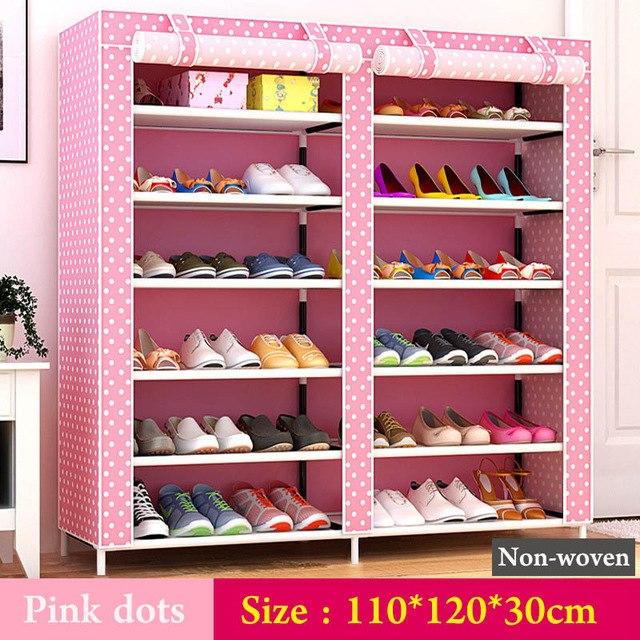 Double row shoes cabinet fashion painting Non-woven fabrics large shoe rack organizer removable shoe storage for home furniture