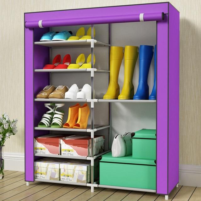 6-layers 8-grid shoes cabinet simple fashion Pattern Non-woven fabric shoe rack organizer removable shoe storage home furniture