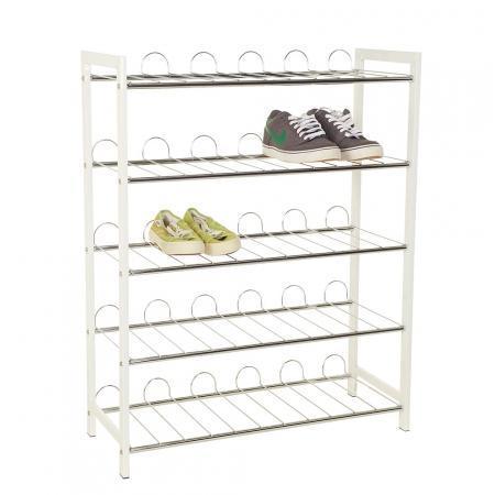 Casa Mia 5 Tier Shoe Rack White & Chrome